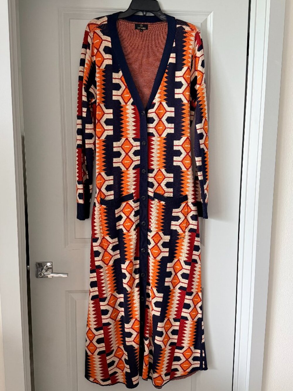D'Iyanu African Tribal Print Womens Aisha Cardigan Sz L Boho Aztec Southwestern
